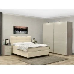 Set Letto Deco Completo 160x200cm Tessuto Beige CAGLIARI Di DREAMEA: Testata + Base Letto Con Vano + Materasso 11 Set Letto Deco Completo 160x200cm Tessuto Beige CAGLIARI Di DREAMEA: Testata + Base Letto Con Vano + Materasso -LettoMania Italia 60721240 5