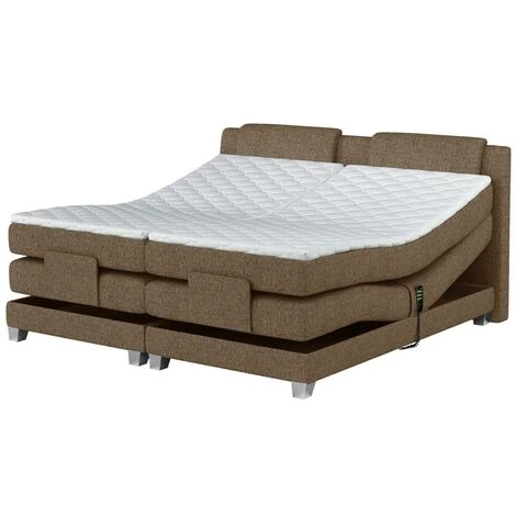 Set Letto Boxspring Testata + Reti Relax Elettriche + Materasso + Topper In Tessuto Beige 2 X 90 X 200cm - CASTEL Di PALACIO 4 Set Letto Boxspring Testata + Reti Relax Elettriche + Materasso + Topper In Tessuto Beige 2 X 90 X 200cm - CASTEL Di PALACIO - immagine 2
