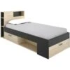 Letto Singolo Con Testiera Portaoggetti E Cassetti 90 X 190 Cm Rovere E Antracite - LEANDRE 2 Letto Singolo Con Testiera Portaoggetti E Cassetti 90 X 190 Cm Rovere E Antracite - LEANDRE -LettoMania Italia 61562208 1