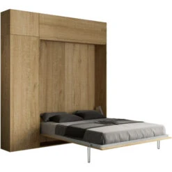 Letto Matrimoniale Kentaro Quercia Natura Con Colonna - Pensile Vasistas - Pensile Sopra Colonna