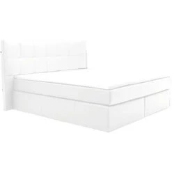 Set Boxspring Completo Testata Con LED + Reti Piedi LED + Materasso + Topper BILBAO - 2 X 80 X 200 Cm - Similpelle - Bianco -LettoMania Italia 62022373 3