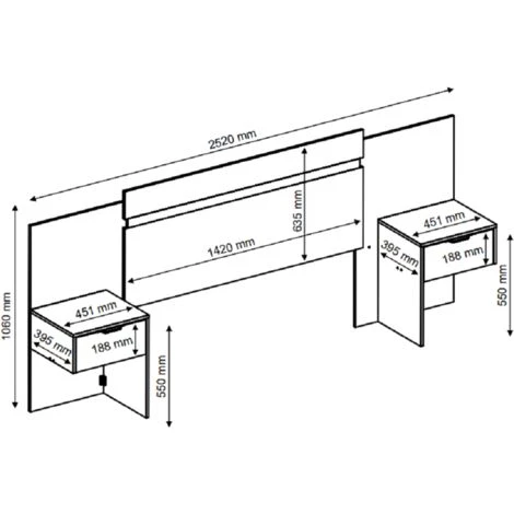 Testata Allungabile Con Comodini - 140/160 Cm - Colore: Naturale - PARATI 7 Testata Allungabile Con Comodini - 140/160 Cm - Colore: Naturale - PARATI - immagine 5