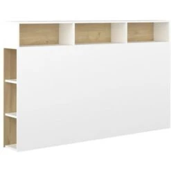 Testata Letto Con Scomparti 160 Cm Bianco E Rovere - NASTIA -LettoMania Italia 62062166 4