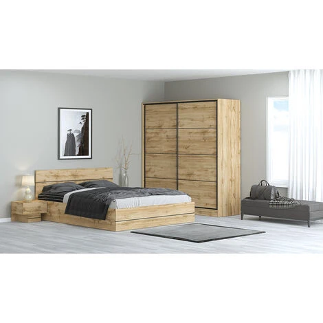 Letto Matrimoniale Con Contenitore 160 Quercia TAMIKA 4 Letto Matrimoniale Con Contenitore 160 Quercia TAMIKA - immagine 2