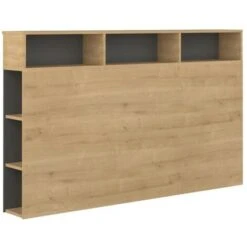 Testiera Con Scomparti 160 Cm Rovere E Antracite - NASTIA