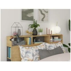 Testiera Con Scomparti 160 Cm Rovere E Antracite - NASTIA 11 Testiera Con Scomparti 160 Cm Rovere E Antracite - NASTIA -LettoMania Italia 63139794 5