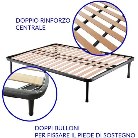 KIT Rete A Doghe, Cuscino E Materasso Memory Foam H20, Sistema Letto Ortopedico MEMORY NATURE Non Sfoderabile - Rete A Doghe 80x190 Cm 4 KIT Rete A Doghe, Cuscino E Materasso Memory Foam H20, Sistema Letto Ortopedico MEMORY NATURE Non Sfoderabile - Rete A Doghe 80x190 Cm - immagine 2