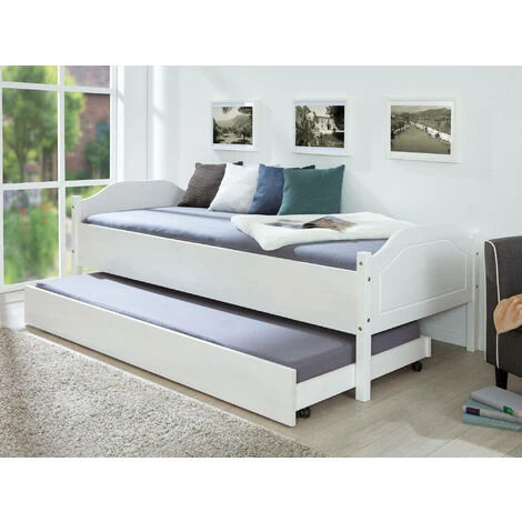 Dmora Cassetto Con Ruote Estraibile Per Letto, In Pino Massello Color Bianco, Cm 199x94x22 4 Dmora Cassetto Con Ruote Estraibile Per Letto, In Pino Massello Color Bianco, Cm 199x94x22 - immagine 2