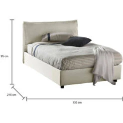 Talamo Italia Letto Piazza E Mezza Claudia, Letto Contenitore Con Rivestimento In Tessuto, 100% Made In Italy, Apertura Frontale, Adatto Per Materasso Cm 120x200, Beige -LettoMania Italia 63751771 3