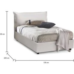 Talamo Italia Letto Piazza E Mezza Angela, Letto Contenitore Con Rivestimento In Ecopelle, 100% Made In Italy, Apertura Frontale, Adatto Per Materasso Cm 120x190, Bianco -LettoMania Italia 63751795 3