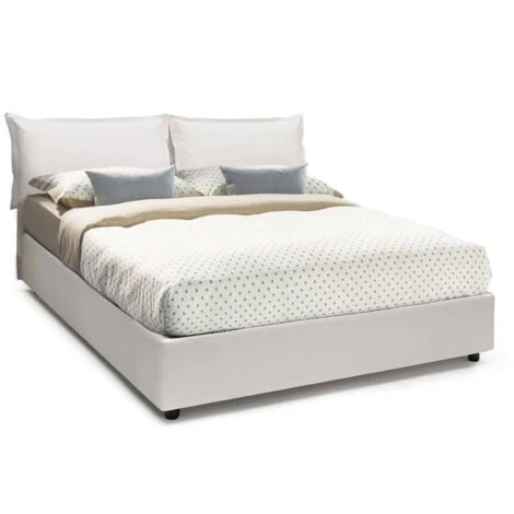 Talamo Italia Letto Matrimoniale Veronica, Letto Contenitore Con Rivestimento In Ecopelle, 100% Made In Italy, Apertura Frontale, Adatto Per Materasso Cm 160x190, Bianco 3 Talamo Italia Letto Matrimoniale Veronica, Letto Contenitore Con Rivestimento In Ecopelle, 100% Made In Italy, Apertura Frontale, Adatto Per Materasso Cm 160x190, Bianco