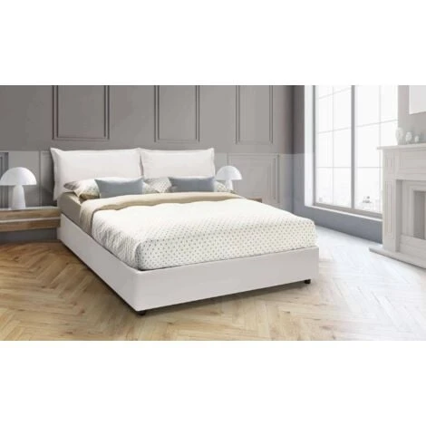 Talamo Italia Letto Matrimoniale Veronica, Letto Contenitore Con Rivestimento In Ecopelle, 100% Made In Italy, Apertura Frontale, Adatto Per Materasso Cm 160x190, Bianco 4 Talamo Italia Letto Matrimoniale Veronica, Letto Contenitore Con Rivestimento In Ecopelle, 100% Made In Italy, Apertura Frontale, Adatto Per Materasso Cm 160x190, Bianco - immagine 2