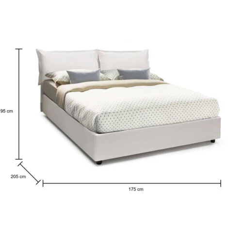 Talamo Italia Letto Matrimoniale Veronica, Letto Contenitore Con Rivestimento In Ecopelle, 100% Made In Italy, Apertura Frontale, Adatto Per Materasso Cm 160x190, Bianco 5 Talamo Italia Letto Matrimoniale Veronica, Letto Contenitore Con Rivestimento In Ecopelle, 100% Made In Italy, Apertura Frontale, Adatto Per Materasso Cm 160x190, Bianco - immagine 3