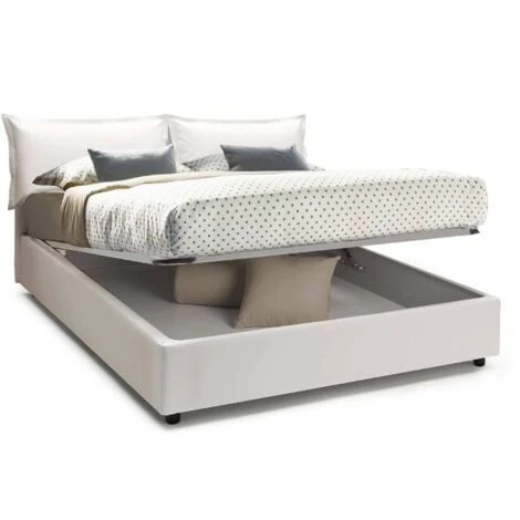 Talamo Italia Letto Matrimoniale Veronica, Letto Contenitore Con Rivestimento In Ecopelle, 100% Made In Italy, Apertura Frontale, Adatto Per Materasso Cm 160x190, Bianco 7 Talamo Italia Letto Matrimoniale Veronica, Letto Contenitore Con Rivestimento In Ecopelle, 100% Made In Italy, Apertura Frontale, Adatto Per Materasso Cm 160x190, Bianco - immagine 5