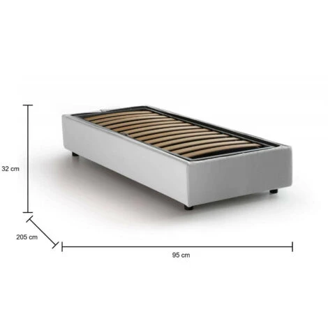 Talamo Italia Letto Singolo Melissa, Letto Contenitore Con Rivestimento In Tessuto, 100% Made In Italy, Apertura Laterale, Adatto Per Materasso Cm 80x190, Bianco 5 Talamo Italia Letto Singolo Melissa, Letto Contenitore Con Rivestimento In Tessuto, 100% Made In Italy, Apertura Laterale, Adatto Per Materasso Cm 80x190, Bianco - immagine 3