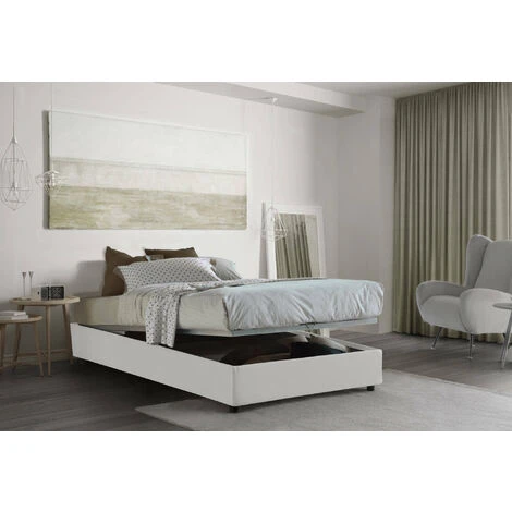 Talamo Italia Letto Piazza E Mezza Nicole, Letto Contenitore Con Rivestimento In Tessuto, 100% Made In Italy, Apertura Frontale, Adatto Per Materasso Cm 120x190, Bianco 6 Talamo Italia Letto Piazza E Mezza Nicole, Letto Contenitore Con Rivestimento In Tessuto, 100% Made In Italy, Apertura Frontale, Adatto Per Materasso Cm 120x190, Bianco - immagine 4