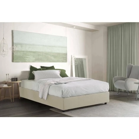 Talamo Italia Letto Matrimoniale Elisa, Letto Contenitore Con Rivestimento In Tessuto, 100% Made In Italy, Apertura Frontale, Adatto Per Materasso Cm 160x190, Beige 4 Talamo Italia Letto Matrimoniale Elisa, Letto Contenitore Con Rivestimento In Tessuto, 100% Made In Italy, Apertura Frontale, Adatto Per Materasso Cm 160x190, Beige - immagine 2