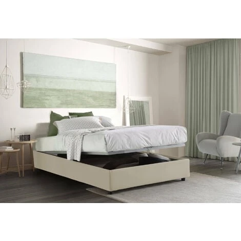 Talamo Italia Letto Matrimoniale Elisa, Letto Contenitore Con Rivestimento In Tessuto, 100% Made In Italy, Apertura Frontale, Adatto Per Materasso Cm 160x190, Beige 6 Talamo Italia Letto Matrimoniale Elisa, Letto Contenitore Con Rivestimento In Tessuto, 100% Made In Italy, Apertura Frontale, Adatto Per Materasso Cm 160x190, Beige - immagine 4