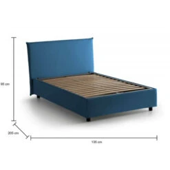 Talamo Italia Letto Piazza E Mezza Ashasa, Letto Contenitore Con Rivestimento In Tessuto, 100% Made In Italy, Apertura Frontale, Adatto Per Materasso Cm 120x190, Blu -LettoMania Italia 63753130 3
