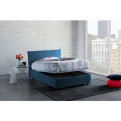 Talamo Italia Letto Piazza E Mezza Ashasa, Letto Contenitore Con Rivestimento In Tessuto, 100% Made In Italy, Apertura Frontale, Adatto Per Materasso Cm 120x190, Blu -LettoMania Italia 63753130 4