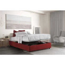Talamo Italia Letto Matrimoniale Grace, Letto Contenitore Con Rivestimento In Tessuto, 100% Made In Italy, Apertura Frontale, Con Materasso Cm 160x200 Incluso, Rosso -LettoMania Italia 63753236 4