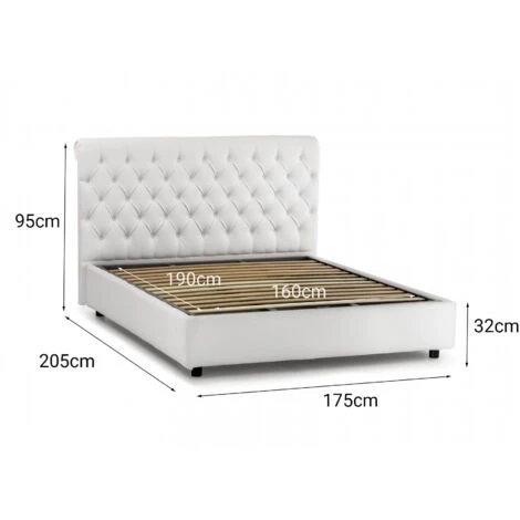 Talamo Italia Letto Matrimoniale Claretta, Letto Contenitore E Testata In Ecopelle, 100% Made In Italy, Apertura Frontale, Bianco, Adatto A Materasso Da 160x190 Cm 6 Talamo Italia Letto Matrimoniale Claretta, Letto Contenitore E Testata In Ecopelle, 100% Made In Italy, Apertura Frontale, Bianco, Adatto A Materasso Da 160x190 Cm - immagine 4