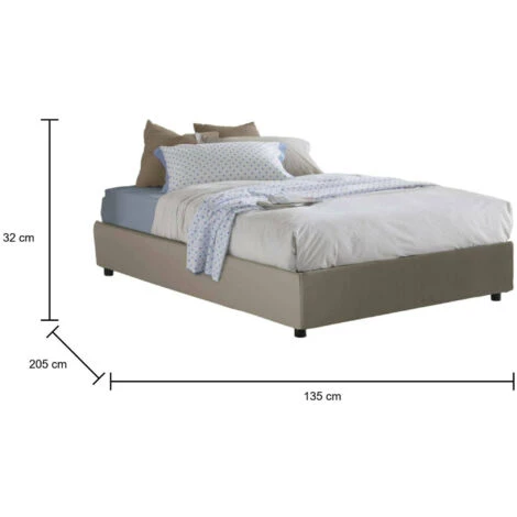 Talamo Italia Letto Piazza E Mezza Matilde, Letto Contenitore Con Rivestimento In Ecopelle, 100% Made In Italy, Apertura Frontale, Adatto Per Materasso Cm 120x190, Tortora 5 Talamo Italia Letto Piazza E Mezza Matilde, Letto Contenitore Con Rivestimento In Ecopelle, 100% Made In Italy, Apertura Frontale, Adatto Per Materasso Cm 120x190, Tortora - immagine 3