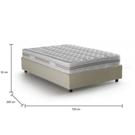 Talamo Italia Letto Piazza E Mezza Chiara, Letto Contenitore Con Rivestimento In Tessuto, 100% Made In Italy, Apertura Frontale, Con Materasso Cm 120x190 Incluso, Beige 5 Talamo Italia Letto Piazza E Mezza Chiara, Letto Contenitore Con Rivestimento In Tessuto, 100% Made In Italy, Apertura Frontale, Con Materasso Cm 120x190 Incluso, Beige - immagine 3