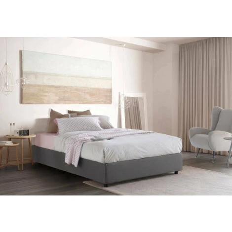 Talamo Italia Letto Matrimoniale Elisa, Letto Contenitore Con Rivestimento In Tessuto, 100% Made In Italy, Apertura Frontale, Adatto Per Materasso Cm 160x190, Grigio 4 Talamo Italia Letto Matrimoniale Elisa, Letto Contenitore Con Rivestimento In Tessuto, 100% Made In Italy, Apertura Frontale, Adatto Per Materasso Cm 160x190, Grigio - immagine 2