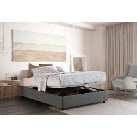 Talamo Italia Letto Matrimoniale Elisa, Letto Contenitore Con Rivestimento In Tessuto, 100% Made In Italy, Apertura Frontale, Adatto Per Materasso Cm 160x190, Grigio 6 Talamo Italia Letto Matrimoniale Elisa, Letto Contenitore Con Rivestimento In Tessuto, 100% Made In Italy, Apertura Frontale, Adatto Per Materasso Cm 160x190, Grigio - immagine 4
