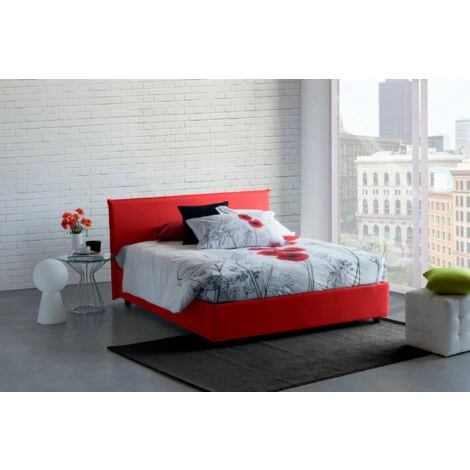 Talamo Italia Letto Matrimoniale Azue, Letto Contenitore Con Rivestimento In Tessuto, 100% Made In Italy, Apertura Frontale, Adatto Per Materasso Cm 140x190, Rosso 4 Talamo Italia Letto Matrimoniale Azue, Letto Contenitore Con Rivestimento In Tessuto, 100% Made In Italy, Apertura Frontale, Adatto Per Materasso Cm 140x190, Rosso - immagine 2