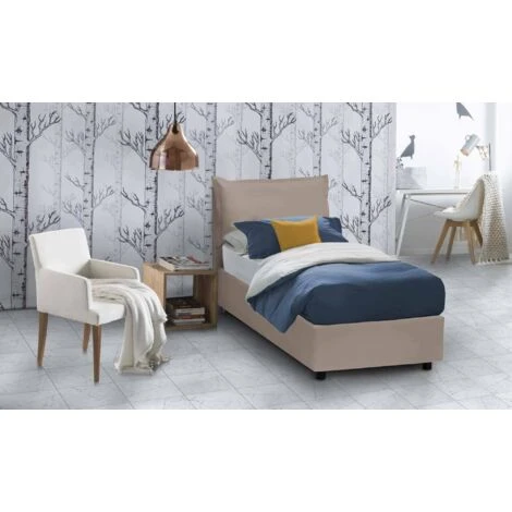 Talamo Italia Letto Singolo Ester, Letto Contenitore Con Rivestimento In Ecopelle, 100% Made In Italy, Apertura Frontale, Adatto Per Materasso Cm 80x190, Tortora 4 Talamo Italia Letto Singolo Ester, Letto Contenitore Con Rivestimento In Ecopelle, 100% Made In Italy, Apertura Frontale, Adatto Per Materasso Cm 80x190, Tortora - immagine 2