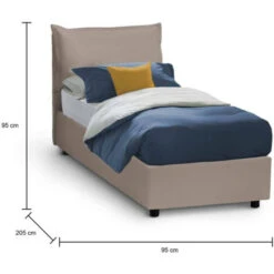 Talamo Italia Letto Singolo Ester, Letto Contenitore Con Rivestimento In Ecopelle, 100% Made In Italy, Apertura Frontale, Adatto Per Materasso Cm 80x190, Tortora 9 Talamo Italia Letto Singolo Ester, Letto Contenitore Con Rivestimento In Ecopelle, 100% Made In Italy, Apertura Frontale, Adatto Per Materasso Cm 80x190, Tortora -LettoMania Italia 63754412 3
