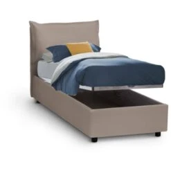 Talamo Italia Letto Singolo Ester, Letto Contenitore Con Rivestimento In Ecopelle, 100% Made In Italy, Apertura Frontale, Adatto Per Materasso Cm 80x190, Tortora 11 Talamo Italia Letto Singolo Ester, Letto Contenitore Con Rivestimento In Ecopelle, 100% Made In Italy, Apertura Frontale, Adatto Per Materasso Cm 80x190, Tortora -LettoMania Italia 63754412 5