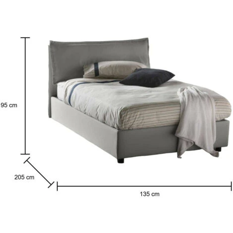 Talamo Italia Letto Piazza E Mezza Gloria, Letto Contenitore Con Rivestimento In Tessuto, 100% Made In Italy, Apertura Frontale, Adatto Per Materasso Cm 120x190, Grigio 5 Talamo Italia Letto Piazza E Mezza Gloria, Letto Contenitore Con Rivestimento In Tessuto, 100% Made In Italy, Apertura Frontale, Adatto Per Materasso Cm 120x190, Grigio - immagine 3