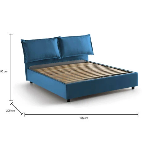 Talamo Italia Letto Matrimoniale Deborah, Letto Contenitore Con Rivestimento In Tessuto, 100% Made In Italy, Apertura Frontale, Adatto Per Materasso Cm 160x190, Blu 5 Talamo Italia Letto Matrimoniale Deborah, Letto Contenitore Con Rivestimento In Tessuto, 100% Made In Italy, Apertura Frontale, Adatto Per Materasso Cm 160x190, Blu - immagine 3