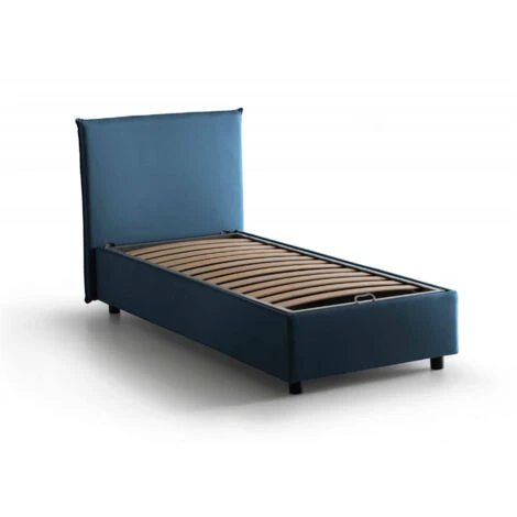 Talamo Italia Letto Singolo Candida, Letto Contenitore Con Rivestimento In Tessuto, 100% Made In Italy, Apertura Laterale, Adatto Per Materasso Cm 80x190, Blu 3 Talamo Italia Letto Singolo Candida, Letto Contenitore Con Rivestimento In Tessuto, 100% Made In Italy, Apertura Laterale, Adatto Per Materasso Cm 80x190, Blu