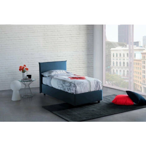 Talamo Italia Letto Singolo Candida, Letto Contenitore Con Rivestimento In Tessuto, 100% Made In Italy, Apertura Laterale, Adatto Per Materasso Cm 80x190, Blu 4 Talamo Italia Letto Singolo Candida, Letto Contenitore Con Rivestimento In Tessuto, 100% Made In Italy, Apertura Laterale, Adatto Per Materasso Cm 80x190, Blu - immagine 2