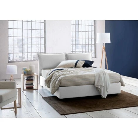 Talamo Italia Letto Matrimoniale Deborah, Letto Contenitore Con Rivestimento In Tessuto, 100% Made In Italy, Apertura Frontale, Adatto Per Materasso Cm 160x190, Bianco 4 Talamo Italia Letto Matrimoniale Deborah, Letto Contenitore Con Rivestimento In Tessuto, 100% Made In Italy, Apertura Frontale, Adatto Per Materasso Cm 160x190, Bianco - immagine 2