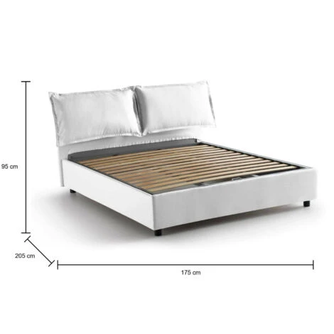 Talamo Italia Letto Matrimoniale Deborah, Letto Contenitore Con Rivestimento In Tessuto, 100% Made In Italy, Apertura Frontale, Adatto Per Materasso Cm 160x190, Bianco 5 Talamo Italia Letto Matrimoniale Deborah, Letto Contenitore Con Rivestimento In Tessuto, 100% Made In Italy, Apertura Frontale, Adatto Per Materasso Cm 160x190, Bianco - immagine 3