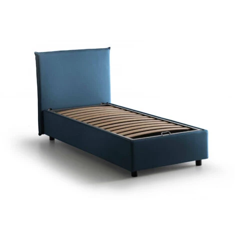 Talamo Italia Letto Singolo Cira, Letto Contenitore Con Rivestimento In Tessuto, 100% Made In Italy, Apertura Frontale, Adatto Per Materasso Cm 90x200, Blu 3 Talamo Italia Letto Singolo Cira, Letto Contenitore Con Rivestimento In Tessuto, 100% Made In Italy, Apertura Frontale, Adatto Per Materasso Cm 90x200, Blu