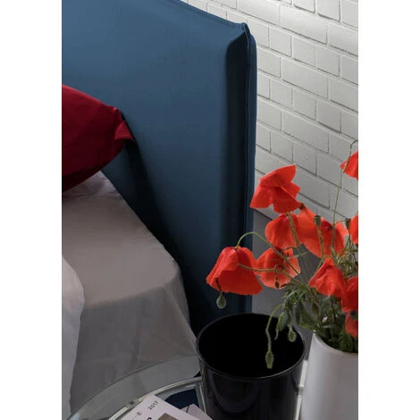 Talamo Italia Letto Singolo Cira, Letto Contenitore Con Rivestimento In Tessuto, 100% Made In Italy, Apertura Frontale, Adatto Per Materasso Cm 90x200, Blu 7 Talamo Italia Letto Singolo Cira, Letto Contenitore Con Rivestimento In Tessuto, 100% Made In Italy, Apertura Frontale, Adatto Per Materasso Cm 90x200, Blu - immagine 5