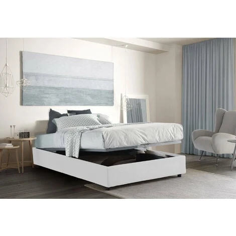 Talamo Italia Letto Matrimoniale Elisa, Letto Contenitore Con Rivestimento In Tessuto, 100% Made In Italy, Apertura Frontale, Adatto Per Materasso Cm 160x190, Bianco 6 Talamo Italia Letto Matrimoniale Elisa, Letto Contenitore Con Rivestimento In Tessuto, 100% Made In Italy, Apertura Frontale, Adatto Per Materasso Cm 160x190, Bianco - immagine 4