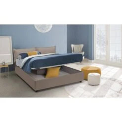 Talamo Italia Letto Matrimoniale Michela, Letto Contenitore Con Rivestimento In Ecopelle, 100% Made In Italy, Apertura Frontale, Con Materasso Cm 140x190 Incluso, Tortora -LettoMania Italia 63755375 4