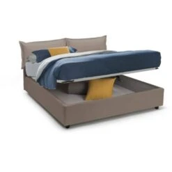 Talamo Italia Letto Matrimoniale Michela, Letto Contenitore Con Rivestimento In Ecopelle, 100% Made In Italy, Apertura Frontale, Con Materasso Cm 140x190 Incluso, Tortora -LettoMania Italia 63755375 5