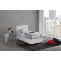 Talamo Italia Letto Singolo Brigitta, Letto Contenitore Con Rivestimento In Ecopelle, 100% Made In Italy, Apertura Frontale, Con Materasso Cm 80x190 Incluso, Bianco 6 Talamo Italia Letto Singolo Brigitta, Letto Contenitore Con Rivestimento In Ecopelle, 100% Made In Italy, Apertura Frontale, Con Materasso Cm 80x190 Incluso, Bianco -LettoMania Italia 63755445 2