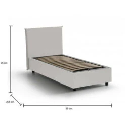 Talamo Italia Letto Singolo Brunilde, Letto Contenitore Con Rivestimento In Ecopelle, 100% Made In Italy, Apertura Laterale, Adatto Per Materasso Cm 80x190, Bianco 7 Talamo Italia Letto Singolo Brunilde, Letto Contenitore Con Rivestimento In Ecopelle, 100% Made In Italy, Apertura Laterale, Adatto Per Materasso Cm 80x190, Bianco -LettoMania Italia 63755449 3