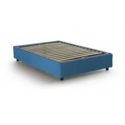 Talamo Italia Letto Piazza E Mezza Nicole, Letto Contenitore Con Rivestimento In Tessuto, 100% Made In Italy, Apertura Frontale, Adatto Per Materasso Cm 120x190, Blu
