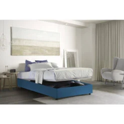 Talamo Italia Letto Piazza E Mezza Nicole, Letto Contenitore Con Rivestimento In Tessuto, 100% Made In Italy, Apertura Frontale, Adatto Per Materasso Cm 120x190, Blu -LettoMania Italia 63755507 4