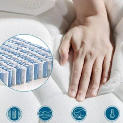 Materasso A Molle, Materasso In Schiuma Fredda A 7 Zone, Nucleo A Molle Insacchettate, 90x200 Cm, 100% Certificato Oeko-Tex, Copertura In Microfibra Trapuntata, Grado Di Durezza H3, Altezza 25 Cm 9 Materasso A Molle, Materasso In Schiuma Fredda A 7 Zone, Nucleo A Molle Insacchettate, 90x200 Cm, 100% Certificato Oeko-Tex, Copertura In Microfibra Trapuntata, Grado Di Durezza H3, Altezza 25 Cm -LettoMania Italia 64573026 3